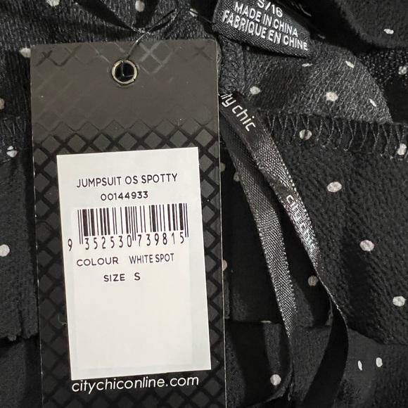 New City Chic Black Polka Dot Jumpsuit Is Potty Sz  S/16 Black NWT. - Picture 6 of 8